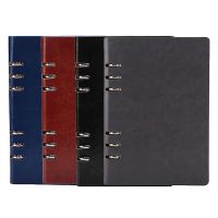 A5 Paper Notebook, Six-Hole Loose-Leaf Office Stationery Business Spiral PU Diary Notebook (4 Copies)