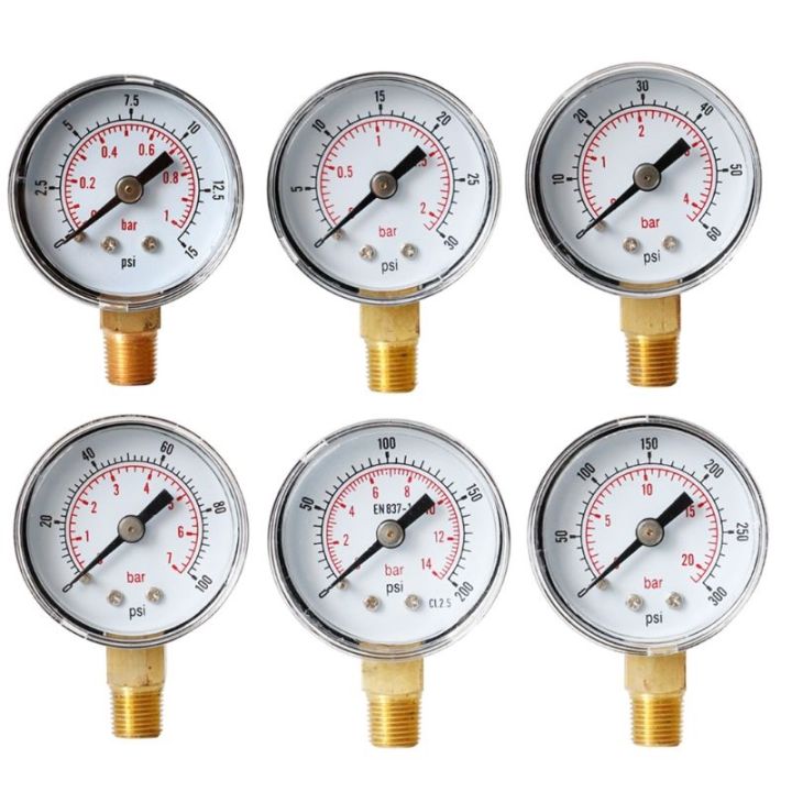 40mm-face-pressure-gauge-1-8-bspt-bottom-mount-153060-100160-200-300-bar-for-air-gas-liquid