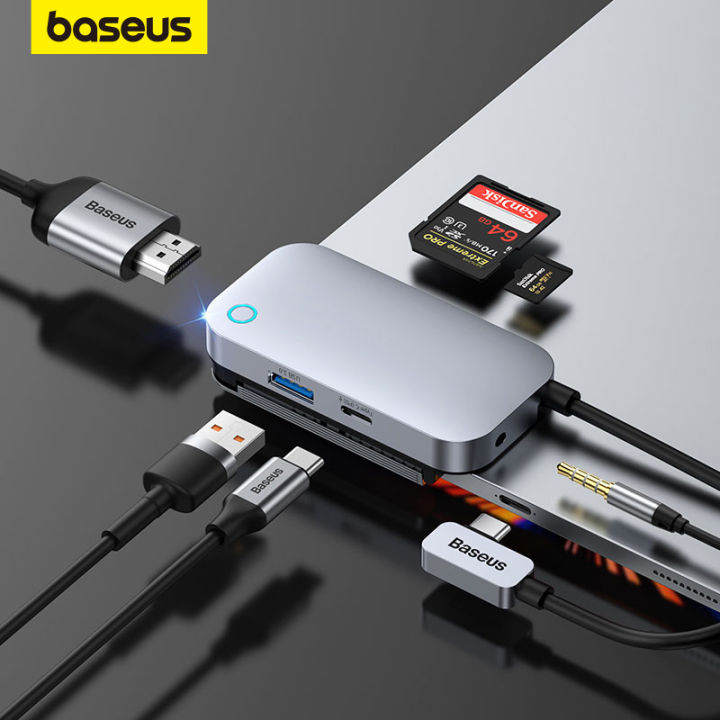 baseus-usb-c-hub-ประเภท-c-hub-ไปยัง-hdmi-ที่รองรับ-usb-3-0-พอร์ต-pd-โทรศัพท์มือถือ-usb-c-usb-hub-อะแดปเตอร์สำหรับ-macbook-pro-สำหรับ-ipad-pro-kdddd