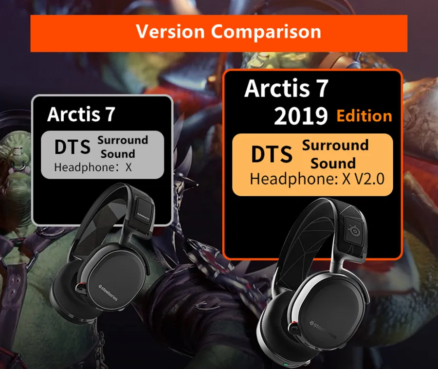  SteelSeries Arctis 7, Wireless Gaming Headset, DTS Headphone: X  v2.0 Surround for PC and PlayStation 4, Black : Video Games