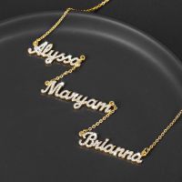 ❈♘  Personalized Three Names Iced Out Necklace Custom Name Pendant Nameplate Jewelry