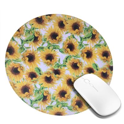 Hot Sunflower Round Mouse Pad 8 In Non-Slip Base Desk Mat For Gamer Office Home 2 PCS