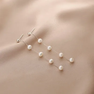 Unique Moon Star Earrings Elegant Wedding Earrings Female Moon Star Earrings Long Wedding Earrings Pearl Dangle Earrings