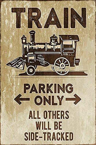 ที่จอดรถรถไฟวินเทจเท่านั้นสไตล์วินเทจป้ายดีบุก