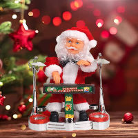 Christmas Electric Music Santa Claus Doll Toy Play Drum Kit Dancing Santa Claus Plush Doll Decoration Ornaments Christmas Gift