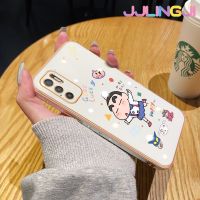 Jjlingji เคสสำหรับ Xiaomi POCO M3 Pro 4G POCO M3 Pro 5G Redmi Note 10 5G Note 10T Note 11 SE 5G เคสแฟชั่นลายโชคดีดีไซน์ใหม่ด้านข้างเคสโทรศัพท์ซิลิโคนชุบฝาปิดเลนส์เต็มซอฟต์เคสป้องกันกล่องกันกระแทกกล้อง