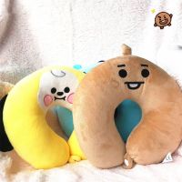 LINE BT21 Cartoon U-Shaped Pillow Kawaii Child Comfortable Plush Doll Office Lunch Break Armchair Car Travel Neck Pillows Gift