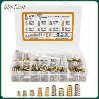 SHUKEYI 245Pcs M4 M5 M6 M8 เม็ดมีดเกลียวสำหรับไม้ สังกะสีอัลลอยด์ ที่ใส่ไม้ พร้อมประแจหกเหลี่ยม ซ็อกเก็ตไดรฟ์หกเหลี่ยม ชุดเฟอร์นิเจอร์ไม้