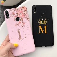 Philander SHOP เคส Huawei Y6 Pro 2019 Y6P 2020ตัวอักษรดอกไม้หรูหราฝาครอบซิลิโคนสีชมพูสีดำสำหรับ Huawei Y6 Pro Y6P กันชนเคสโทรศัพท์