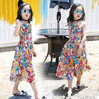 COD DSFERTEREERRE Bohemian Beach Dress For Children Girls Summer Floral Wide Leg Pants Jumpsuit