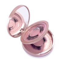 Double Layer Eyelash Packaging Round Box With Mirror And Tray Eyelashes Storage Organizer Empty Lash Case With Lash Holder