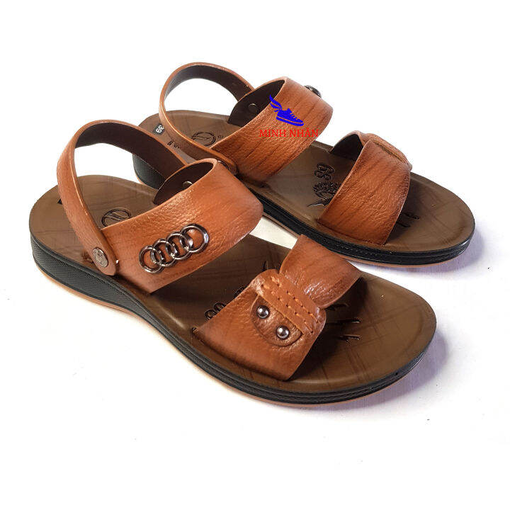 Dép da nam Q-7 tăng chiều cao 4cm Xăng đan Sandal nam da bò xịn ...