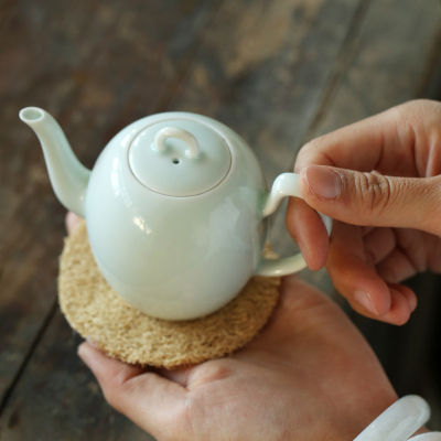 Ceramic Filter Bubble Teapot White Porcelain Green Glaze Handmade Chinese Filter Round Hole Separate Tea Soup Etiquette Tool