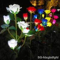 【LZ】✕☋  LED Solar Rose Orchid Flower Light Simulação impermeável Lawn Lamp Jardim ao ar livre Festa de casamento Decoração de Natal