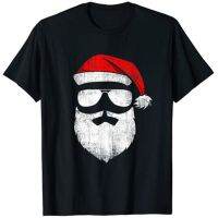 Funny Santa Claus Face แว่นตากันแดดหมวกเคราคริสต์มาสเสื้อยืดเสื้อยืดคริสมาสต์ Top ของขวัญ