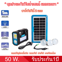 ชุดสำรองไฟโซล่าเซลล์ รุ่นพกพาSKU-PJ50 กำลังไฟ 50W. ไฟแคมป์ปิ้งโซล่าเซลล์ ไฟฉายLED ชุดนอนนาโซลาร์เซลล์