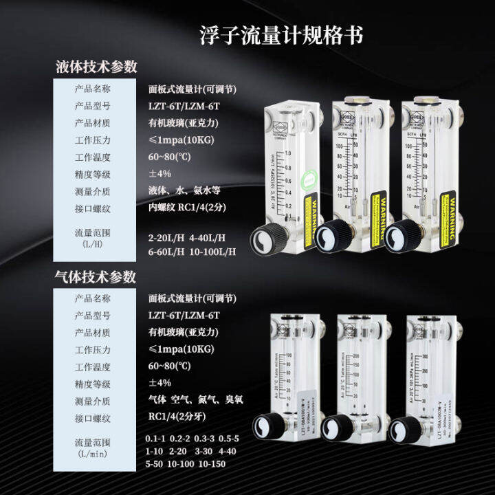 LZT/LZM-6T High Precision Glass Rotor Flowmeter Ozone Air Nitrogen ...