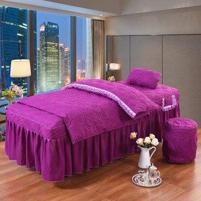 【jw】▧  Conjuntos de cama do salão beleza Massagem Spa Uso Colchas Lençóis Colcha Bedskirt Fronha Duvet Cover 4 Tamanhos 4Pcs Set