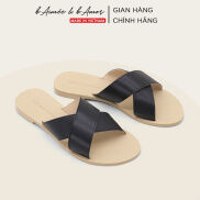 Dép nữ quai chéo đế bệt đi biển dáng dép sandal nữ mũi tròn thời trang