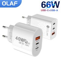 【Taotao Electronics】 Olaf USB C Charger 66W Fast Charging QC 3.0 3พอร์ตประเภทอะแดปเตอร์โทรศัพท์มือถือสำหรับ Samsung Xiaomi iPhone