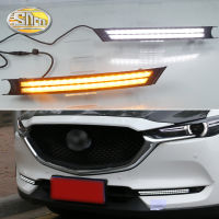 SNCN ไฟหน้ารถ LED 2ชิ้น12V สำหรับ CX-5 Mazda CX5 2018 2019 Daylights สีเหลืองเปิดสัญญาณไฟเลี้ยวรถ DRL หมอก