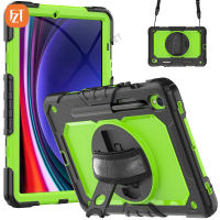 【พร้อมฟิล์มหน้าจอ】 Fzt Casing Tablet สำหรับซัมซุงกาแล็กซีแท็บ S9 11.0 "(2023)/SM-X710เคสซิลิโคน TPU และ PC แบบนิ่มมีขาตั้งในตัว + Tali Bahu + สายรัดข้อมือ