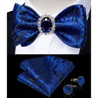 คลาสสิก Royal Blue Paisley Bowtie ผ้าเช็ดหน้า Cufflinks แหวนเข็มกลัดชุดสำหรับ Man Tuxedo Business Party งานแต่งงานแฟชั่น Bow Ties