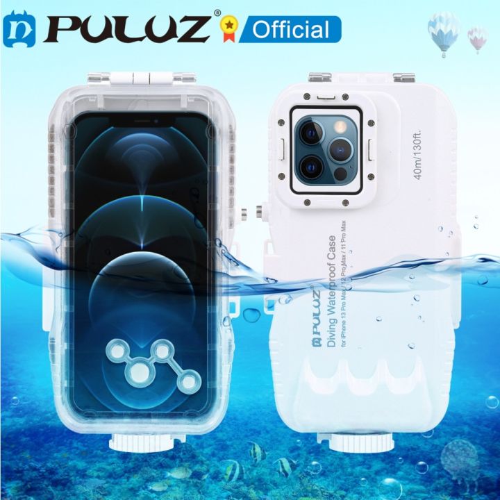 puluz-ซองกันน้ำดำน้ำลึก40ม-130ฟุต-สำหรับ14-pro-max-14-plus-14-13-12-11-pro-เคสโทรศัพท์กันน้ำหุ้มเครื่องดำน้ำขนาดเล็ก