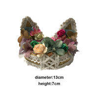 Lolita Floral Straw Lace Fascinator Hat Cat Ear Floral Mini Hat Woodland Fairy Wedding Festiva Mini Top Hats Custom-made