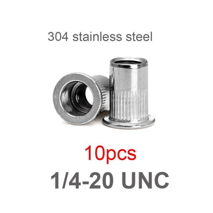 5-10pc-unc-6-32-8-32-10-24-1-4-20-5-16-18-3-8-16-carbon-304-stainless-steel-flat-head-rivnut-nutsert-binding-insert-rivet-nut-nails-screws-fastener