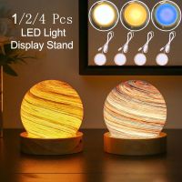 ✑ Round Wooden LED Night Light Base Decorative Lamp Holder Crystal Art Ornament Wooden LED Bright Base LED Light Display Stand