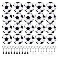 Soccer Acrylic Keychain Blanks Kit Include 20 Soccer Keychain with 20 Tassels Keychain Rings Set Soccer Party Favors