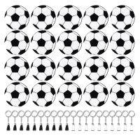 Soccer Acrylic Keychain Blanks Kit Include 20 Soccer Keychain with 20 Tassels Keychain Rings Set Soccer Party Favors