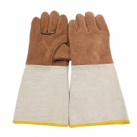 Welding Gloves Leather Wear-resistant Welder Canvas Sleeve Fur Color