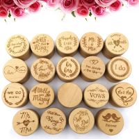 DIY Handcraft Round Wood Engraved Wedding Rings Necklace Jewelry Watch Gift Packing Box Storage Case Holder Custom Logo Labels