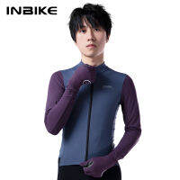 INBIKE ซิปเต็มเข้ารูปพอดีผ้ากำมะหยี่สำหรับผู้ชายเก็บความร้อนแขนยาวเสื้อเจอร์ซีย์นักปั่นฤดูใบไม้ร่วงพร้อมแห้งเร็ว3กระเป๋าจักรยานเสือภูเขาเสื้อเชิ้ตลายจักรยานขี่