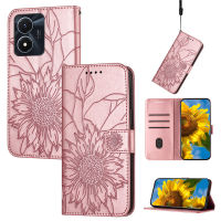 เคส Y16สำหรับ Vivo เคสโทรศัพท์แบบฝาพับหนัง PU สุดหรูดีไซน์ลายดอกทานตะวันแบบตั้งกระเป๋าเงินมีช่องเสียบบัตรเคสกันกระแทกฝาหลังป้องกันแบบแม่เหล็ก