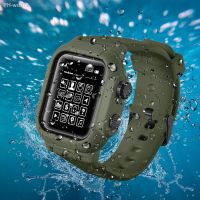 IP68 Waterproof Silicone Case Cover with Band Strap For Iwatch Apple Watch Series 8 7 6 5 4 3 2 45mm 42mm 44mm 44 MM Accessories