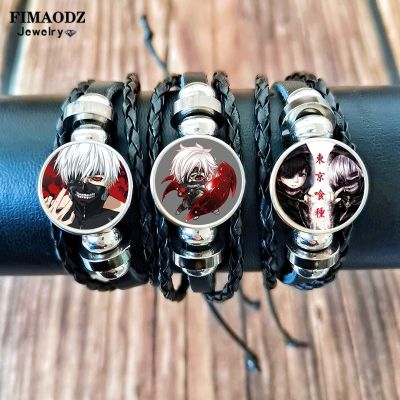 New Tokyo Ghoul Bracelet for Fans Men Anime Figures Cosplay Custom Glass Picture Handmade Leather Bracelets Bangle
