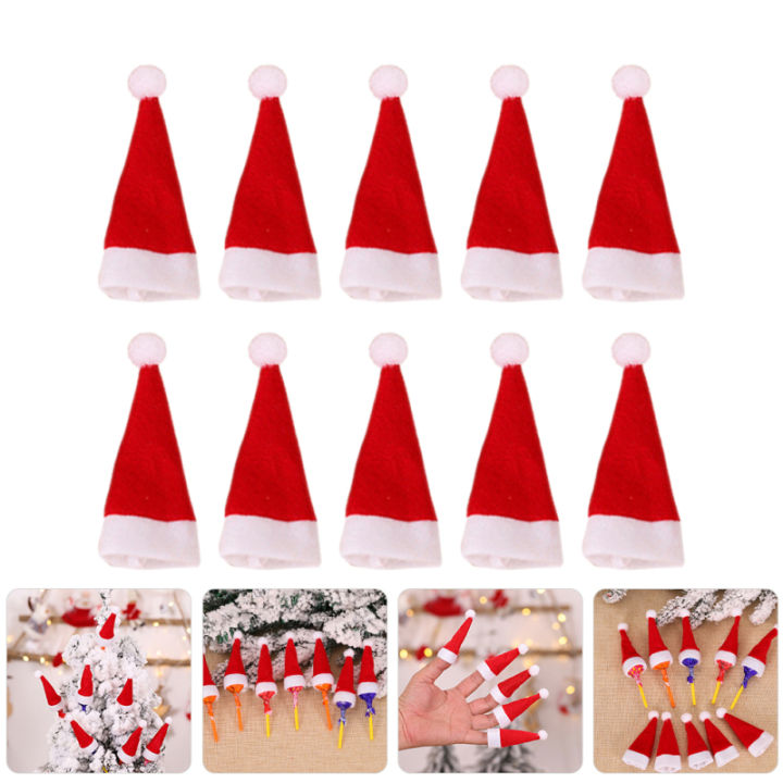 10 Pcs Miniature Santa Hat Fabric Hats Lolly Pops Christmas Tree ...