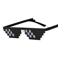 ♕▨ seemfly Funny Glasses Women Men Polygonal Brand Thug Life Sunglasses Mosaic Masculine 8 Bits Style Pixel Sun Glass Fashion