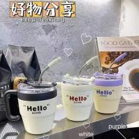 ◎✾ Insulation cup ins high-value with handle coffee cup office water cup student office worker straw mug