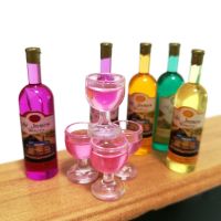 [COD] Dollhouse [5 Bottles Round Bottom Fruit Wine Glass Model] Miniature Food Bottle Accessories