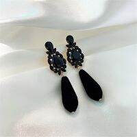 2019 Korea New Design Fashion Jewelry Black Water Drop Resin Crystal Earrings Upscale Party Earrings for women gift