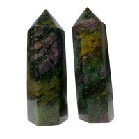 【YP】 Gemstones Emeralds And Ruby Symbiotic Wand  Hexagon Obelisk SpirituaMeditation Reiki Stone