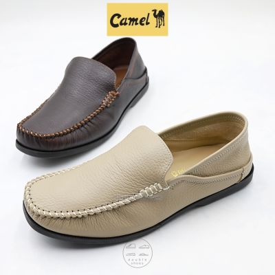 Camel (CM126)  รองเท้าคัทชูหนังแท้ ชาย สีน้ำตาล , สีครีม ไซส์ 40 - 45