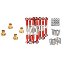 for WLtoys 144001 1/14 Metal Linkage Servo Pull Rod Steering Tie Rod Set,Red &amp; 4WD Metal Chassis 6X5.2 Flange Bushing