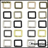 WUXU 5pcs รูปทรงสี่เหลี่ยม หัวเข็มขัดแหวนสปริง 7สี 2724มม. Carabiner ของใหม่ กดทริกเกอร์ กระเป๋าเงินกระเป๋าถือหัวเข็มขัด