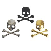 DSKLQZ ป้ายรถบรรทุกเงินที่น่าสนใจป้ายแต่งรถ Crossbones สติกเกอร์หัวกะโหลกรถยนต์สติ๊กเกอร์ลายหัวกะโหลกโลหะ3d สติกเกอร์รถโครงกระดูก