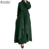 （A Simple）▫卐✹ ZANZEA Women Long Sleeved O-Neck Solid Fashion Casual Dress